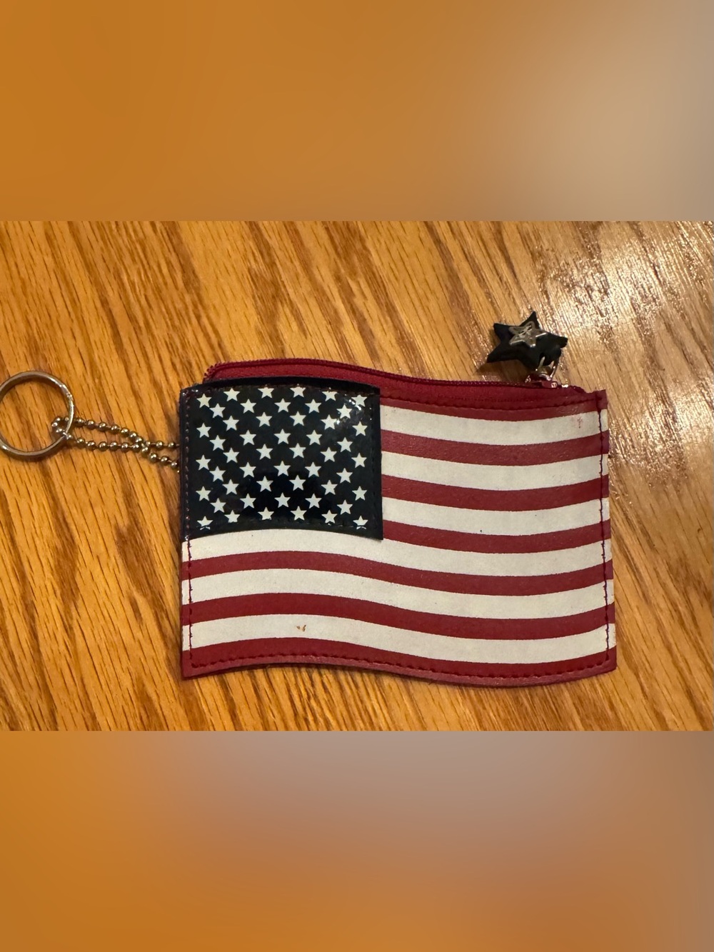 Patriotic Leather American Flag Pouch - Red, White & Blue